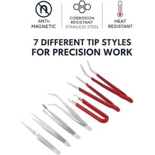 Nacario Tamirci Cımbız Seti, 7 Parça, Paslanmaz Çelik, Antimanyetik ve Korozyona Dayanıklı, Elektronik ve Hassas Işler Için Profesyonel Cımbız Seti