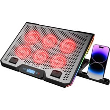 Notebook - Laptop Soğutucu Rgb Işıklı 15.6 Inc 6 Fanlı - LCD Dijital Ekran 2 USB Soket (4887)