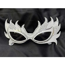 Tahtakale Taşlı Beyaz Alev Parti Gözlüğü