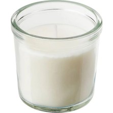 IKEA Jämlık Bardakta Kokulu Mum , Açık Bej, 20 Saat, Vanilya