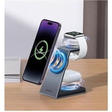 Nacario 3in1 15W Telefon 2,5W Saat 3,5W Kulaklık Kablosuz Şarj Istasyonu Mg-80