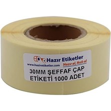 Nacario Şeffaf Çap Kutu Kapatma Etiketi Rulo Etiket, 30MM x 30MM Çap 900 Adet, Yuvarlak Transparan