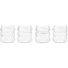 Nacario Şeffaf Kabarcıklı Cam Bardak 7 cm | Kalın Cam Mini Su, Kahve, Kola ve Meşrubat Bardağı | 4’lü Set – Dayanıklı, Modern, Ergonomik Tasarım, Kahve Yanı Üzüm Bardak.