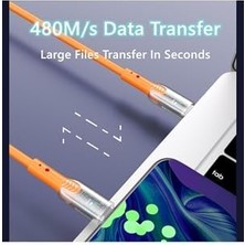 Nacario Geliştirilmiş Dayanıklılık ve Estetik, Akıllı Telefonlar Için Hızlı Şarj Kablosu, 60W 480MB/S Veri Aktarımı, Saf Bakır Tel, Anti-Kırılma Özellikli (Usb Tip C)