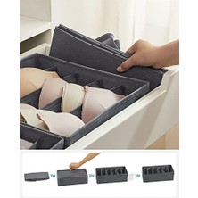 Nacario Iç Giyim Düzenleyici 8'li Set, Çekmece Düzenleyici, Katlanabilir, Düzenleyici, Saklama Kutusu Dolabı, Kumaş Kutuları Saklama, Sütyen, Çorap, Kravat, Gri RUS08GY