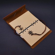 Tahtakale Lacivert Pusula Tasarım Deri Defter ve Tükenmez Kalem Seti