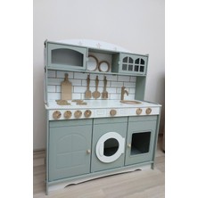 Özgürce Eğlenceli Şef Yeşil Montessori Mutfak Seti ve LED Aydınlatma