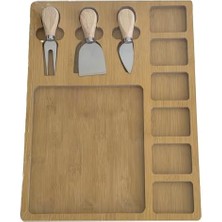 Nacario Ahşap Peynir Servis Seti ve 3 Peynir Bıçağı