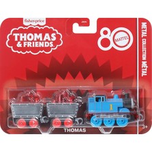 Nacario Thomas ve Arkadaşları Oyuncak Tren, Birinci Sınıf Süslemeleri, 2 Döner Tekerlekli Yük Vagonu ve Kırmızı Kristal Kargosuyla Mattel'in 80. Yılı Küçük Metal Lokomotif, JFV72