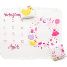 Nacario Yeni Doğan Kız Bebek Doğum Hediyesi Aylık Konsept Fotoğraf Battaniyesi