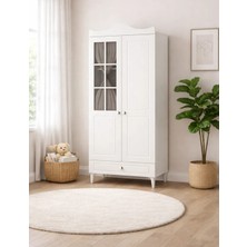 Kidy Woody Katri iki 2 Kapaklı Genç ve Coçuk Dolap - Çekmeceli Gardrop - Mdf Kpaklı - Camlı (200×90×45 Cm)