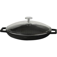 Nacario Döküm Izgara Tva Cam Kapaklı, 26 cm