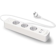 Nacario P300, 1.5m, 3'lü Akıllı Wi-Fi Priz, 18 W Hızlı Şarj, Uzaktan Kontrol, Kolay Kurulum ve Kullanım, Amazon Alexa, ve Homekit Desteği