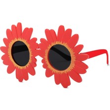 Tahtakale Kırmızı Renk Papatya Şekilli Parti Gözlüğü