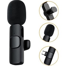 Nacario Type-C 2 Adet Mikrofonlu Tek Alıcılı Kablosuz Cep Telefonu Için USB C Girişli Gürültü Önleyicili Profesyonel Dış Mekan Vlog Canlı Yayın Youtuber Yaka Mikrofonu Siyah