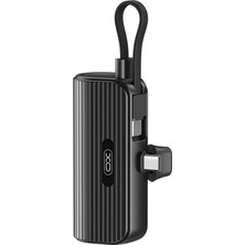 Nacario Xo Is Beauty PR220 Mini Type-C Stand Powerbank, 5000MAH Kapasiteli, 20W Type-C Pd Hızlı Şarj, Destek Ayaklı, Siyah