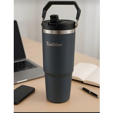 Tantitoni Shela Çelik Kulplu - Aç-Kapa Pipetli - 900 ml Premium Termos - Paslanmaz Çelik