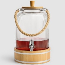 Nacario Kosova Premium Serisi Fıçı Ayaklı Cam 3 Litre Kapasiteli Su ve Şerbet Sebili