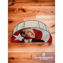 Seyfi Kırtasiye 5 Bölmeli Ahşap Masaüstü Kalemlik Atatürk Desen Hediyelik 8CMX12CMX26CM Ebat Organizer