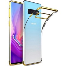 Nacario Galaxy S10 ile Uyumlu Darbeye Karşı Dayanıklı Lazer Kesim Silikon Tpu Kılıf (Altın Rengi, Galaxy S10)