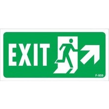 Mestore Exit Sağ Yukarı Uyarı Levhası 17,5X25 KOD:959 - 9996670625487