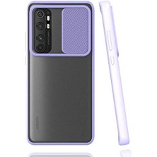 Nacario Mi 10 Lite Uyumlu Kılıf Lens Sürgülü Kamera Korumalı Silikon - Lila