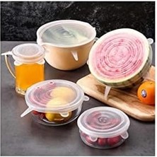 Nacario Tazeliği Koruyan Elastik Silikon Streç Kapak Esnek Silikon Strech Saklama Kabı Kapakları 6'lı