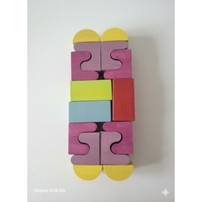 Özgürce Doğal Ahşap Puzzle, Montessori Eğitici Oyuncak, El Yapımı, 12X28 cm