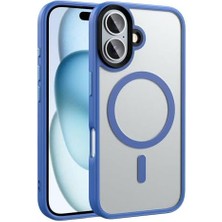 Nacario ile Uyumlu 16 Kılıf Mat Arka Yüzey Şarj Özellikli Flet M-Safe Kapak Mavi