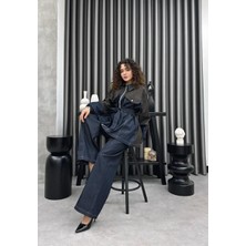 Cardella Luna Yazlık Ince Kot Takım Fermuarlı Ceket Pantolon – Kuşaklı Rahat Kesim Tesettür Uyumlu Denim Takım