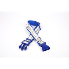 Mestore Doggie Köpek ve Pati Desenli Dokuma Köpek Boyun Tasması 3 cm x 36-60 cm Mavi - EABT3003-MV