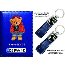 Promosyon Denizi Kişiye Özel Ayı Ted Görselli Taba Ruhsat Kabı ve Anahtarlık