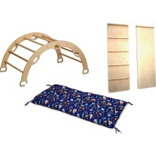 Özgürce Çocuklar Için Ahşap Tırmanma Seti ve Montessori Kemer ile Rampa Yastık