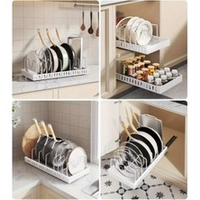 Tahtakale Beyaz Renk Teleskopik Raylı Tava Tencere Organizeri