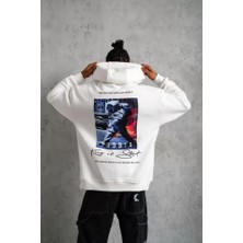 Aesco Erkek Astronot Baskılı Kapüşonlu Sweat - Beyaz