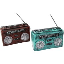 Zenvia Radyo Vintage Dekoratif Biblo - Kumbara Renkli 17X17X5.5CM Reçine (4887) ZNVA-GO3146
