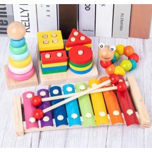 Özgürce Eğitici Ahşap 4'lü Set, Montessori Okul Öncesi Oyuncaklar