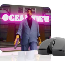 mousepad bastir Gta Vice City Kaymaz Dikişli Kauçuk Oyuncu Mousepad V1 - 22X18 Gaming Mouse Pad Fare Altlığı