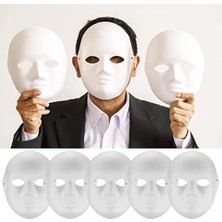 Tahtakale Beyaz Renk Boyanabilir Anonim Tam Yüz Cosplay Maske 24X18 cm