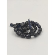 Usta Işcilikli Parlemant Mavisi  Ateş  Kehribar Tesbih 8 * 12  mm Kapsül Kesim Takımlı Sistemli