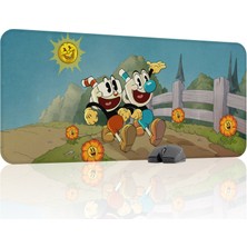 mousepad bastir Cuphead Kaymaz Dikişli Kauçuk Oyuncu Mousepad V4 - 90X40 Xxl Gaming Mouse Pad Fare Altlığı