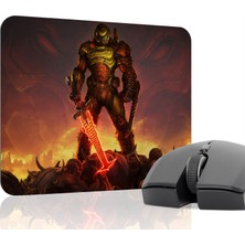mousepad bastir Doom Kaymaz Dikişli Kauçuk Oyuncu Mousepad V1 - 22X18 Gaming Mouse Pad Fare Altlığı