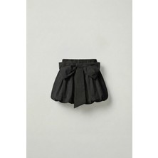 Magu Kız Çocuk Pamuklu Siyah Fiyonk Detaylı Balon Etek