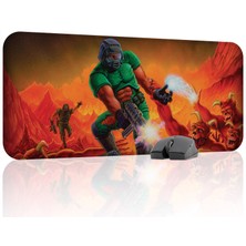 mousepad bastir Doom Kaymaz Dikişli Kauçuk Oyuncu Mousepad V5 - 70X30 Xl Gaming Mouse Pad Fare Altlığı