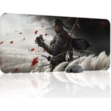mousepad bastir Ghost Of Tsushima Kaymaz Dikişli Kauçuk Oyuncu Mousepad V2 - 90X40 Xxl Gaming Mouse Pad Fare Altlığı