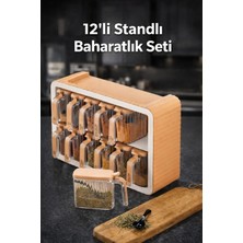 Eba Home 12 Li Standlı Kendinden Yapışkanlı Kapaklı Kaşıklı Baharatlık Takımı - Kulplu Baharatlık(--Bej--)