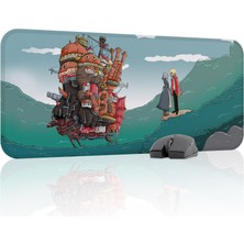 mousepad bastir Howl's Moving Castle Kaymaz Dikişli Kauçuk Oyuncu Mousepad V2 - 70X30 Xl Gaming Mouse Pad Fare Altlığı