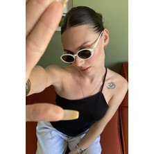 Ren Eyewear Ovelle Kadın Siyah Oval Güneş Gözlüğü – Aksesuar Detaylı Modern Tasarım UV400