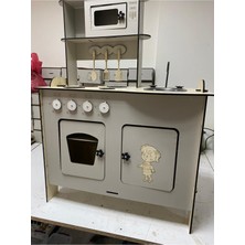 Özgürce Büyük Boy Ahşap Montessori Boyalı Mutfak, Gri, 80X100, 6mm