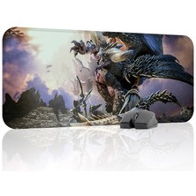 mousepad bastir Monster Hunter: World Kaymaz Dikişli Kauçuk Oyuncu Mousepad V3 - 70X30 Xl Gaming Mouse Pad Fare Altlığı